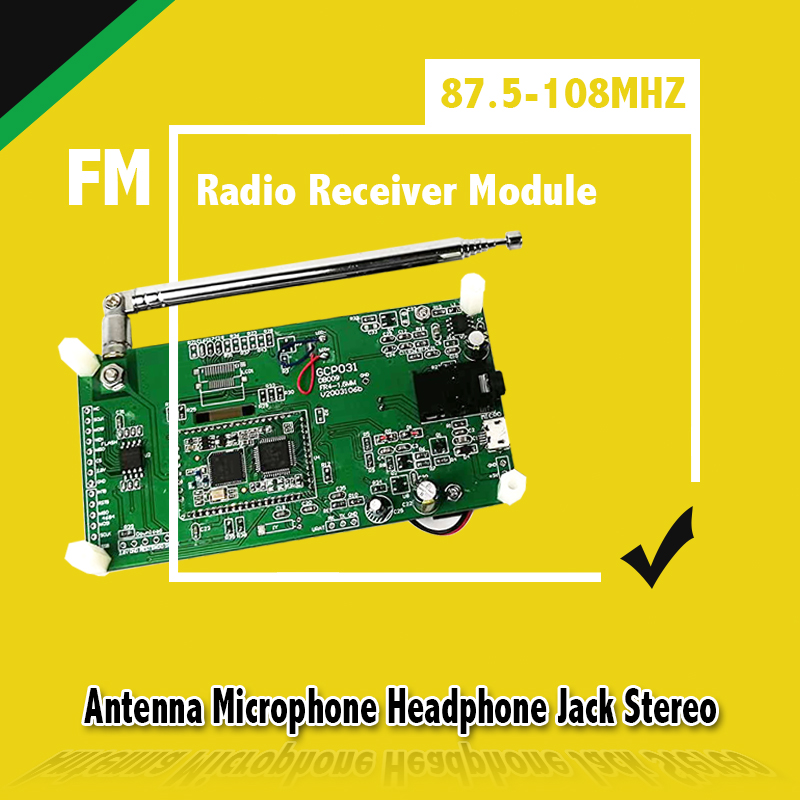 LCD Digital 87.5-108MHZ FM Radio Receiver Module with Antenna Microphone Headphone Jack Stereo 