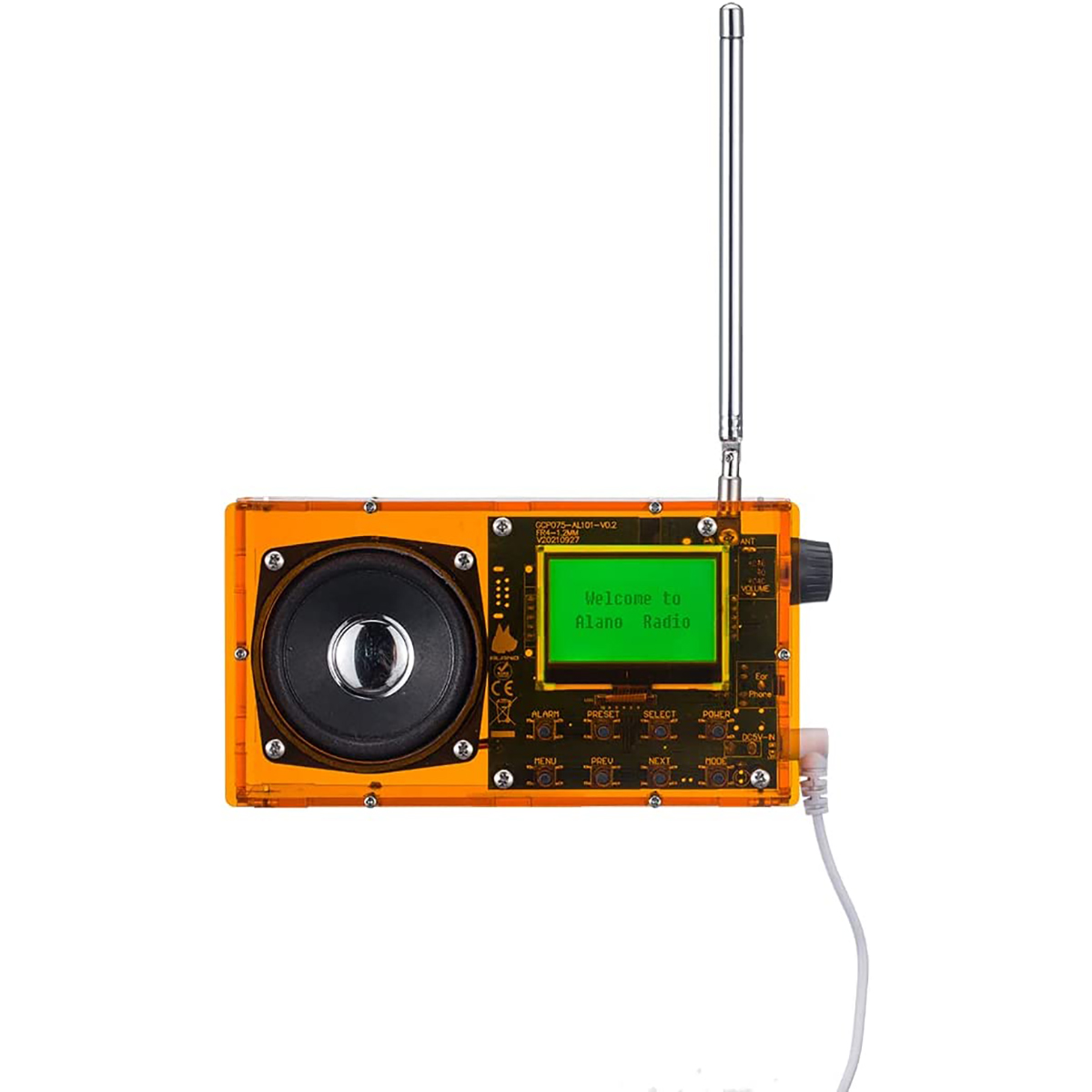 ALK101 FM/DAB+ radio Do It Yourself (DIY) kits with acrylic shell, DIY DAB+/FM Sets with alarm mode & LCD Display, easy for beginner (orange)