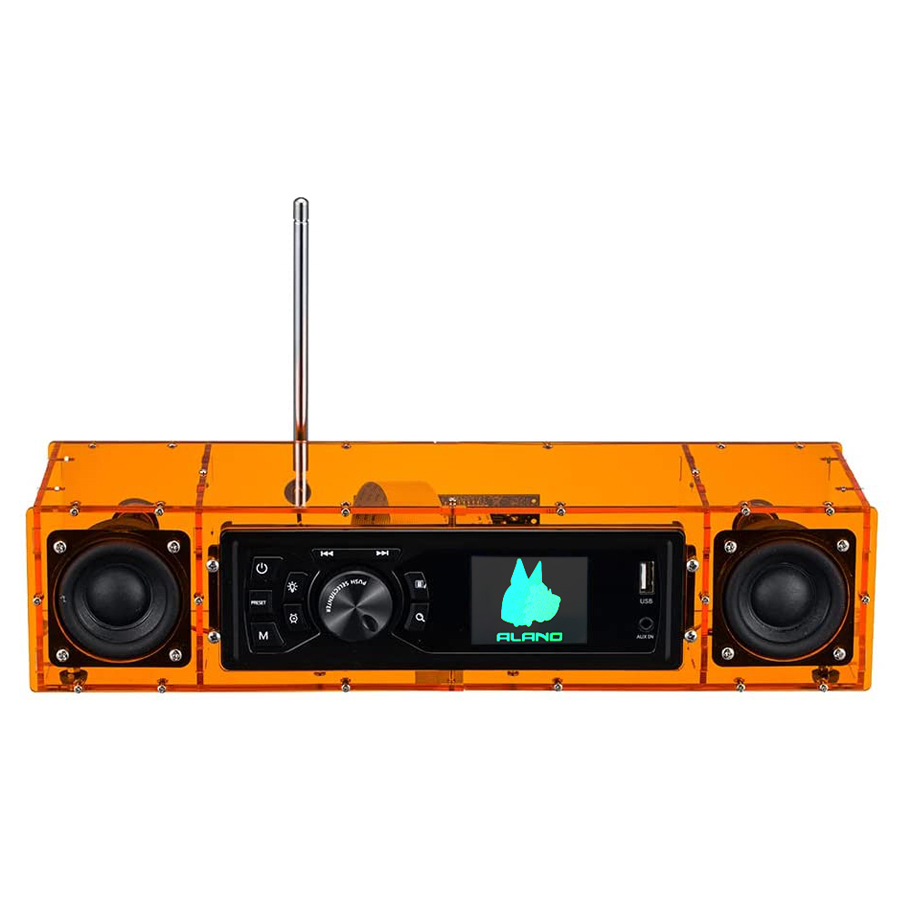 juego DIY Dab+/FM con modo alarma y pantalla LCD y caja de sonido estéreo Radio FM/Dab Do It Yourself ALANO ALK103 con carcasa de acrílico DIY color naranja 