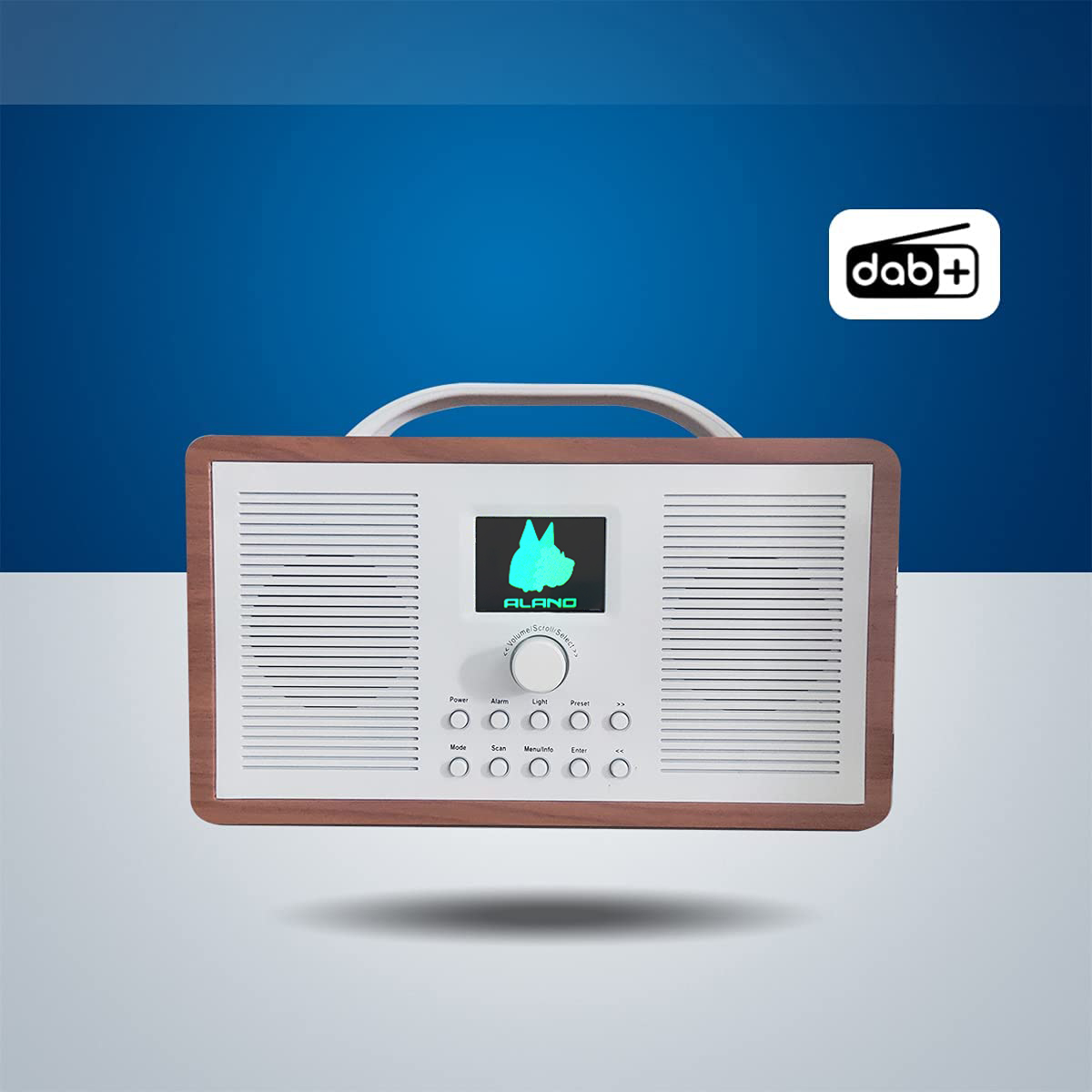 ALANO FM/DAB+ Radio/Bluetooth/AUX IN multifunctional wooden color radio with alarm & sleep mode,2.4 TFT Color Display (DAB_TB_01)