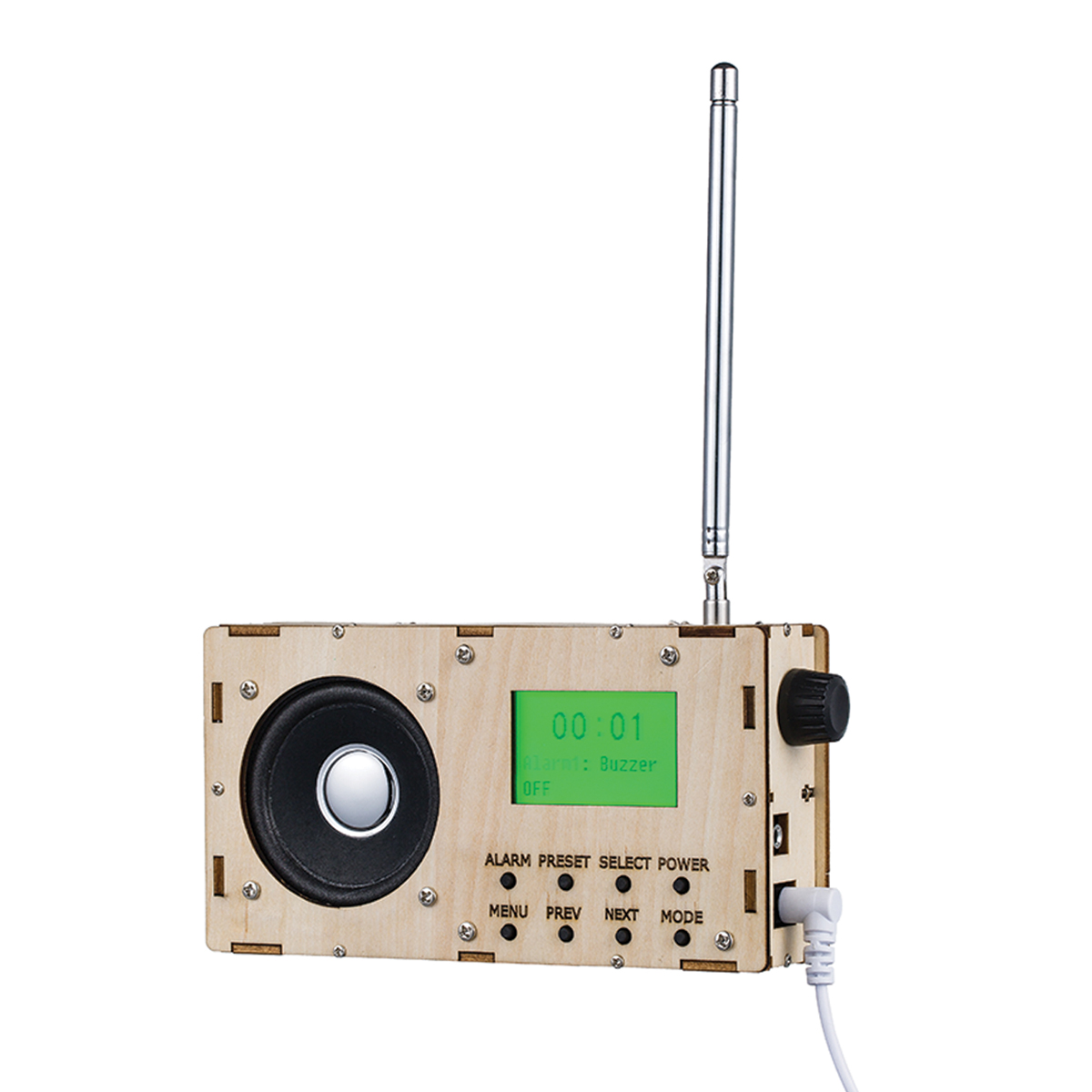 Wooden ALK101 FM/DAB+ radio Do It Yourself (DIY) kits with acrylic shell, DIY DAB+/FM Sets with alarm mode & LCD Display, easy for beginner